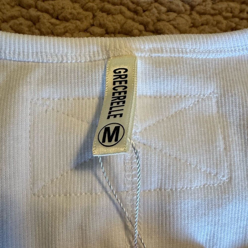 Women's White Ribbed Tank Top - Picture 2 of 3